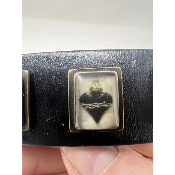 VIRGINS SAINTS & ANGELS Dog Collar - Gilded Heart‎ Black Size XL - Picture 8 of 10